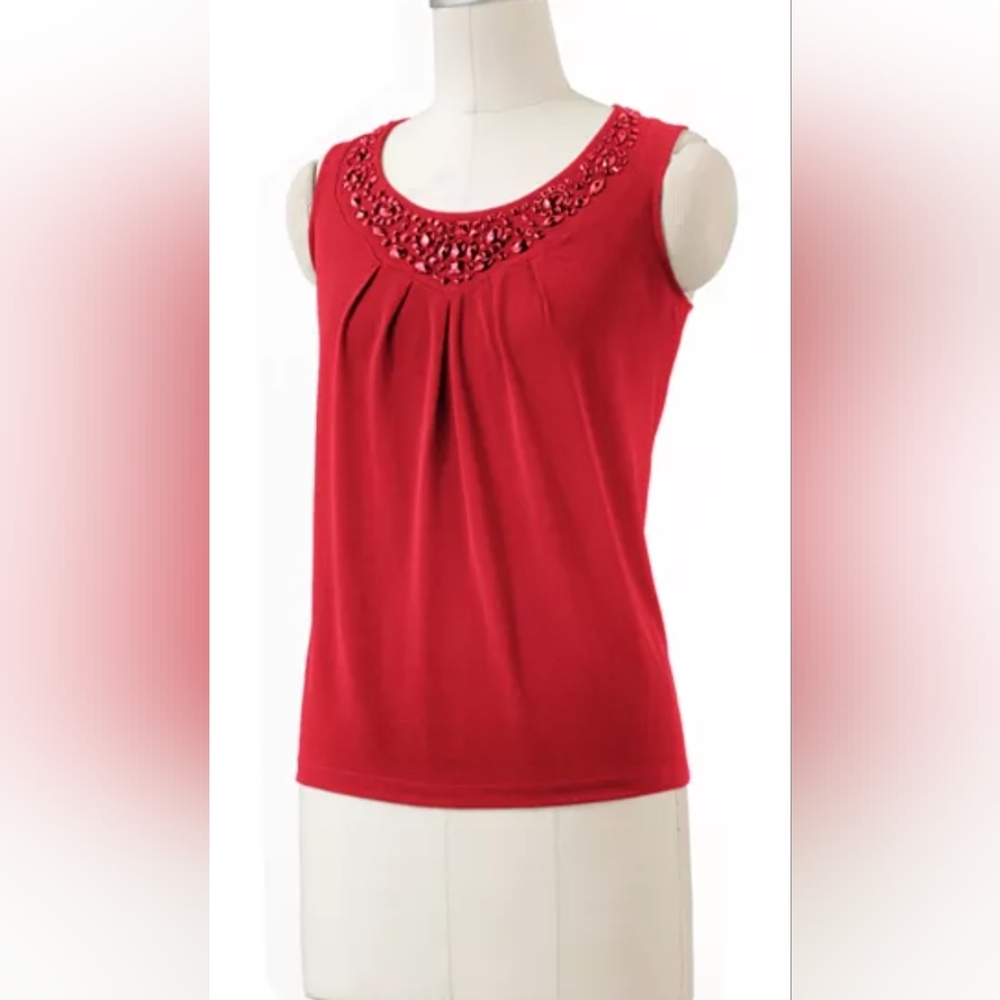 5/$25 212 Collection Red Sleeveless Beaded Top